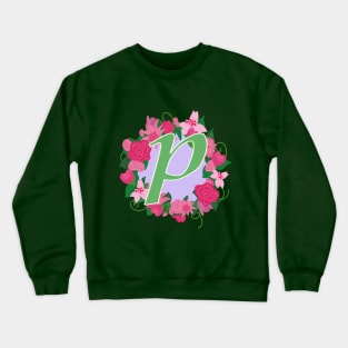 Monogram P, Personalized Floral Initial Crewneck Sweatshirt